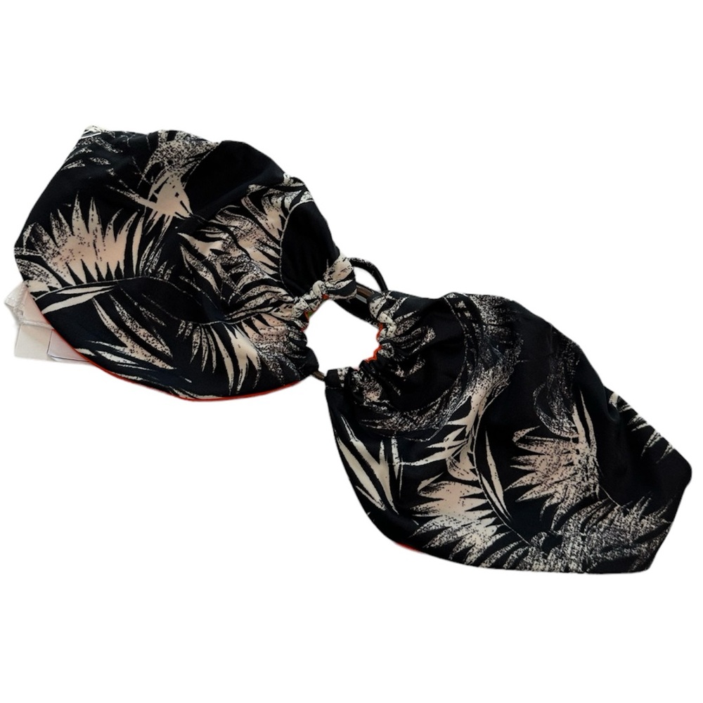 Billabong Swimsuit Bikini Top Black Cream Strapless Tie Back NWT Women’s Size M